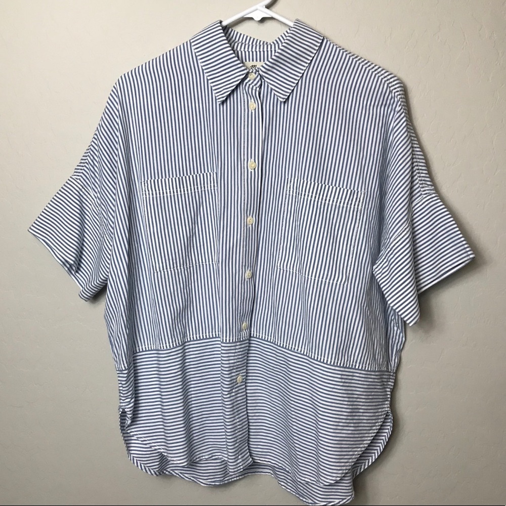 Madewell Large Striped Button Front Top Women’s